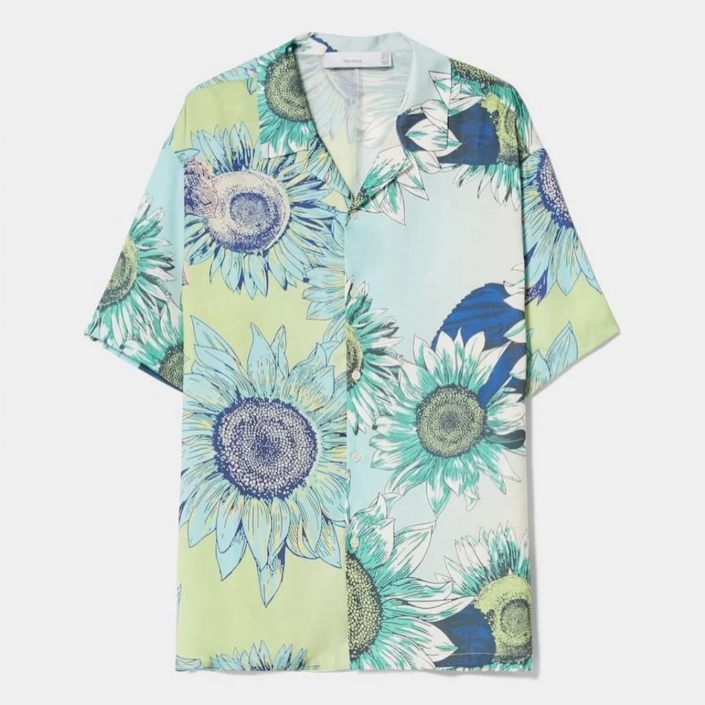 NWT Bershka Men's Floral Print Shirt Size L - Picture 5 of 9
